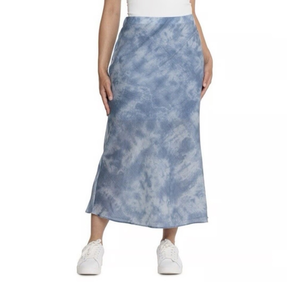 NWT Madewell Tie Dye Maxi Slip Skirt Storm Cloud Powder Blue Lined Stretch Boho